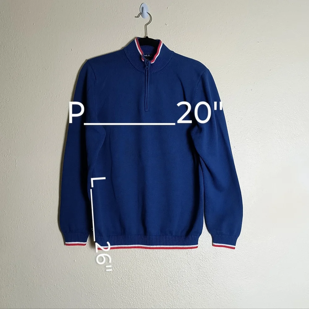Brooks Brother Fleece Men's Blue Half-Zip Sweater Size Junior XL Casual - Picture 13 of 14